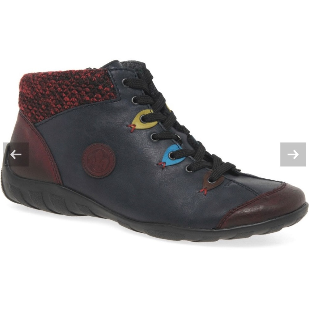 Rieker Josie Women’s Casual Ankle Boots 
Color: Navy/Wine
L6513-37